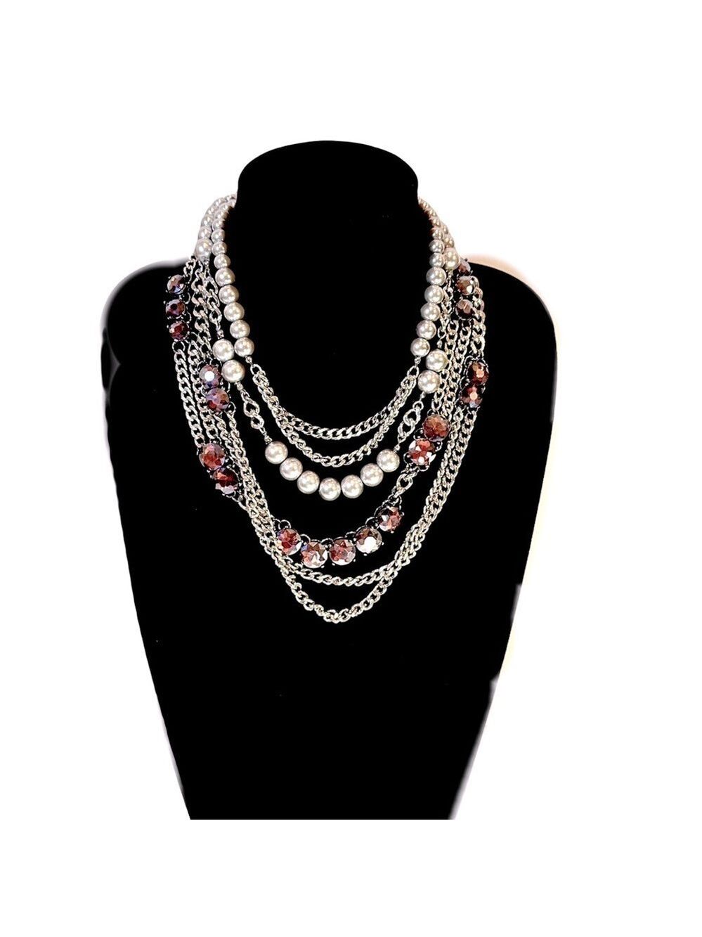 3-in-1 RSVP | Silver & Purple Crystal Convertible Statement Necklace | NWT